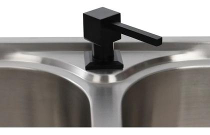 Imagem de Dispenser Dosador Embutir Aço Inox Quadrado Preto Detergente Líquido 500ml