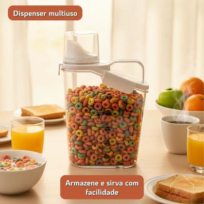 Imagem de Dispenser Multiuso 2,8 Litros Porta Ração Grãos Cereais Hermético Grande Organizador de Despensa