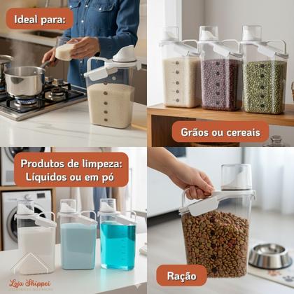 Imagem de Dispenser Multiuso 2,8 Litros Porta Ração Grãos Cereais Hermético Grande Organizador de Despensa