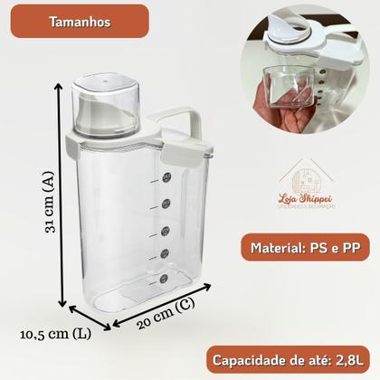 Imagem de Dispenser Multiuso 2,8 Litros Porta Ração Grãos Cereais Hermético Grande Organizador de Despensa