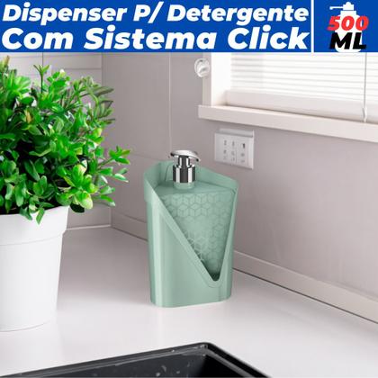 Imagem de Dispenser Organizador De Pia Porta Detergente Esponja Click 500ml