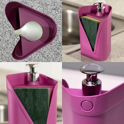 Imagem de Dispenser Organizador Prático De Pia Porta Detergente E Esponja Bucha Sólido Click Cozinha Rosa Uz