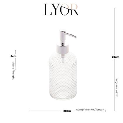 Dispenser Porta De Sabonete Liquido De Vidro Pia 380ml SORTIDO - LYOR Imagem de Dispenser Porta De Sabonete Liquido De Vidro Pia 380ml SORTIDO - LYOR