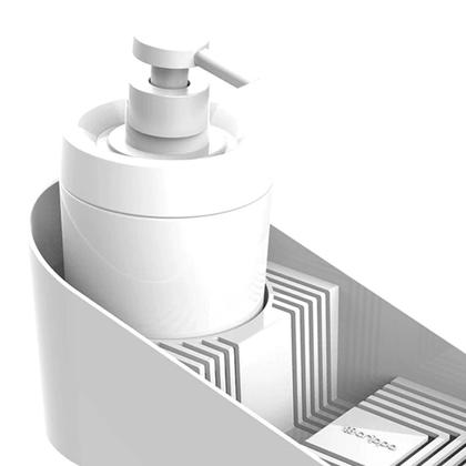 Imagem de Dispenser Porta Detergente com Suporte para Sabão e Esponja Branco Flat Crippa Pia Cozinha
