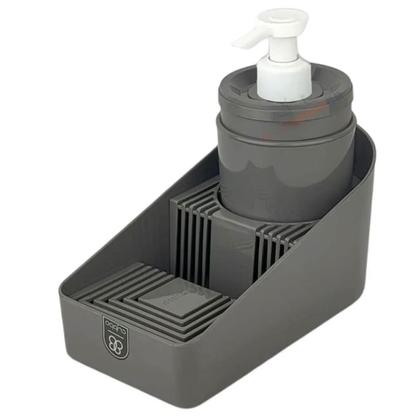 Imagem de Dispenser Porta Detergente com Suporte para Sabão e Esponja Cinza Flat Crippa Pia Cozinha