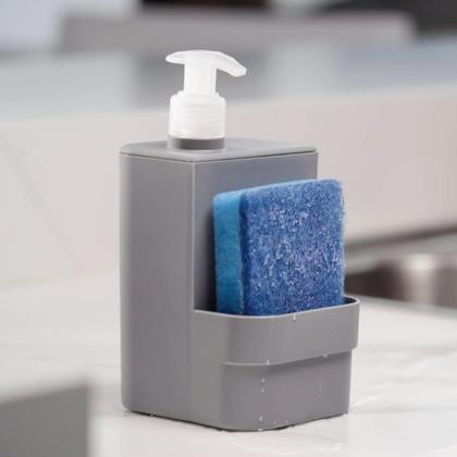 Imagem de Dispenser Porta Detergente Dosador Sabão Liquido e Esponja Bucha Para Pia Bancada Cozinha Trium Ou