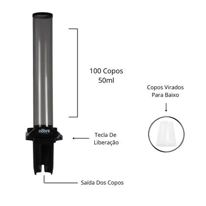 Imagem de Dispenser Poupa Copo de Café 50ml Nobre Escritório Capacidade de 100 Unidades Cor Preto 1 Unidade