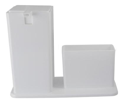 Imagem de Dispenser Quadrado Plus C/Porta Esponja Sabão Liquido Branco