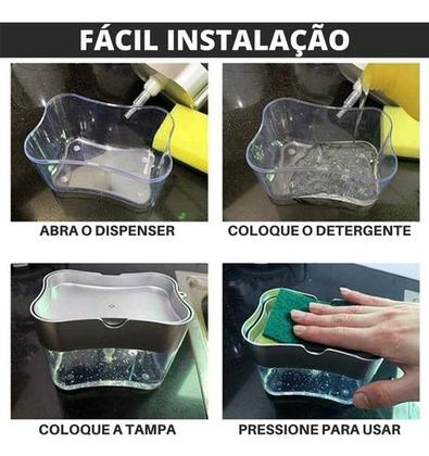 Imagem de Dispenser Sabão 2x1 Detergente Suporte Porta Bucha Esponja