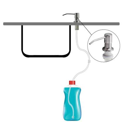 Imagem de Dispenser Sabao Liquido Detergente Cuba Pia Cozinha Banheiro Bico Dosador Embutir Mangueira Flexivel Multiuso Suporte