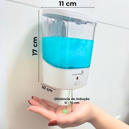 Imagem de Dispenser Sabonete Líquido Álcool Gel 600 ml Automático com Sensor de Parede Importway Iwdsa-600