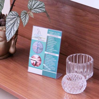 Imagem de Display Acrílico Porta Folha Papel A5 L Vertical Mesa Balcão