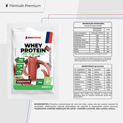 Imagem de Display com 10 Sachês Whey Protein Concentrado All Natural 30g Chocolate NewNutrition