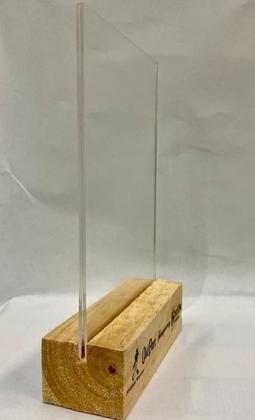 Imagem de DISPLAY DE MESA MADEIRA COM PORTA PAPEL ACRÍLICO 11x16cm