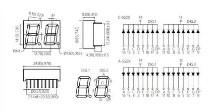 Imagem de Display Digito Duplo Catodo Verde - C-552G G/W