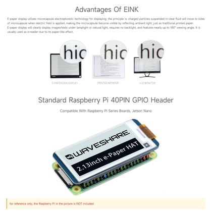 Imagem de Display E-Ink HAT waveshare V4 de 2,13 polegadas para Raspberry Pi