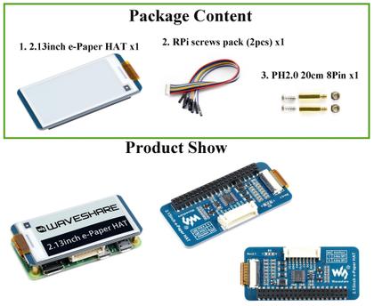 Imagem de Display E-Ink HAT waveshare V4 de 2,13 polegadas para Raspberry Pi