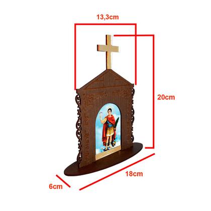 Imagem de Display Enfeite de Mesa Religioso Capelinha Oratório Santo Expedito 20cm Mdf Madeira Imbuia