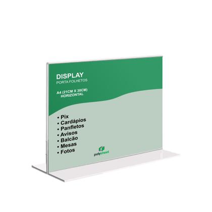 Imagem de Display Expositor A4 Horizontal T Em Acrílico Balcão mesa