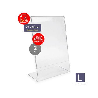 Imagem de Display Expositor Acrilico A4 Porta Folha Mesa 30X21 2 Pcas