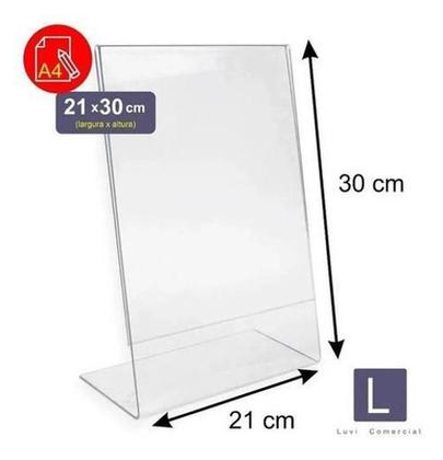 Imagem de Display Expositor Acrilico A4 Porta Folha Mesa 30X21 2 Pcas