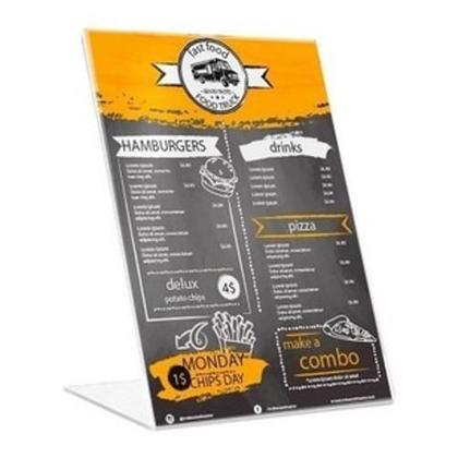 Imagem de Display Expositor Acrilico A4 Porta Folha Mesa 30X21 2 Pcas