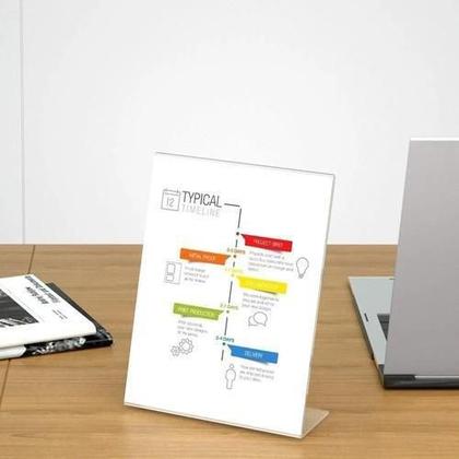 Imagem de Display Expositor Acrilico A4 Porta Folha Mesa 30X21 2 Pcas