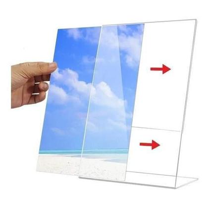 Imagem de Display Expositor Acrilico A4 Porta Folha Mesa 30X21 2 Pcas