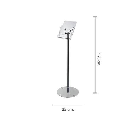 Imagem de Display Expositor Porta Folder  Modelo de Chão com Tubos de Alumínio Polido e Peças em Acrílico