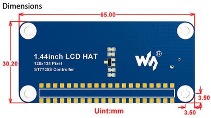 Imagem de Display LCD HAT waveshare de 1,44 polegadas 128x128 pixels para Raspberry Pi 3B+/ 3B/2B/3B+/ Zero/Zero W