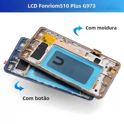 Imagem de Display LCD Tela de toque digital com moldura, Samsung S10 Plus, G975, G975F, SM-G975F