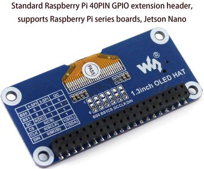 Imagem de Display OLED HAT waveshare de 1,3 polegadas para Jetson Nano e RPi