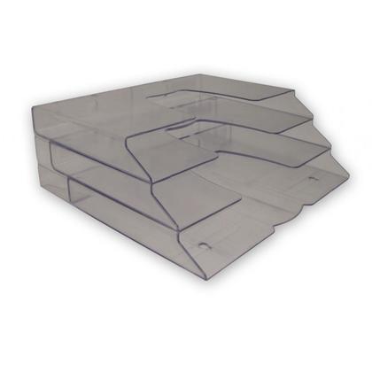 Imagem de Display Organizador Triplo Mesa ou Parede Fumê escritório 7301