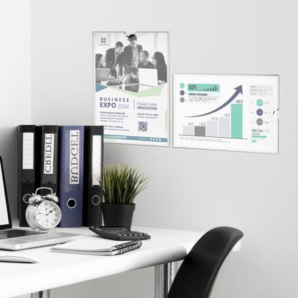 Imagem de Display Parede Quadro Avisos Porta Folhas A2 Acrílico Vert