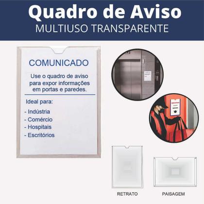 Imagem de Display Parede Quadro Avisos Porta Folhas A4 Acrílico Horiz