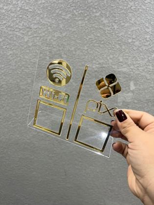 Imagem de Display Placa Pix E Wi-fi Para Pagamento Qr Code. Acrílico transparente detalhe dourado