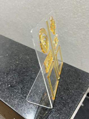 Imagem de Display Placa Pix E Wi-fi Para Pagamento Qr Code. Acrílico transparente detalhe dourado