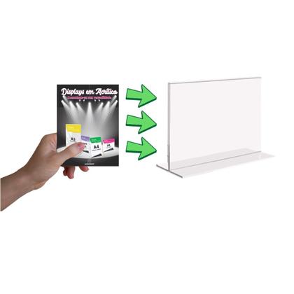 Imagem de Display Porta Folheto Balcão Mesa Em Acrílico PS Tamanho A5 T Horizontal