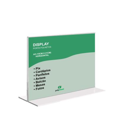 Imagem de Display Porta Folheto Balcão Mesa Em Acrílico PS Tamanho A5 T Horizontal