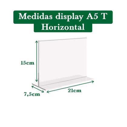 Imagem de Display Porta Folheto de Mesa Balcão Toten Em Acrílico PS A6 Horizontal Formato T