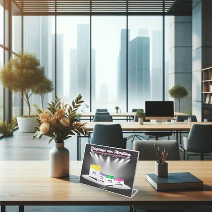 Imagem de Display Porta Folheto Mesa Balcão Tamanho A5 horizontal Formato L