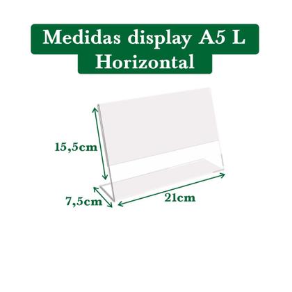 Imagem de Display Porta Folheto Mesa Balcão Tamanho A5 horizontal Formato L