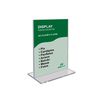 Imagem de Display Porta Folheto Tamanho A5 Formato T Vertical Em Acrílico