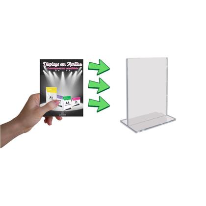 Imagem de Display Porta Folheto Tamanho A5 Formato T Vertical Em Acrílico