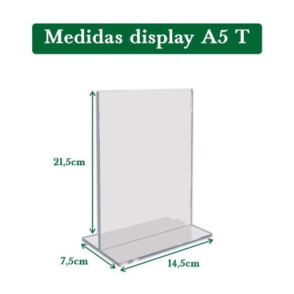 Imagem de Display Porta Folheto Tamanho A5 Formato T Vertical Em Acrílico