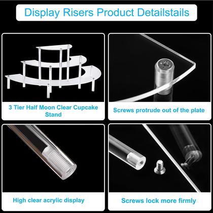 Imagem de Display Risers de acrílico HENABLE Clear Cupcake Stand de 3 camadas