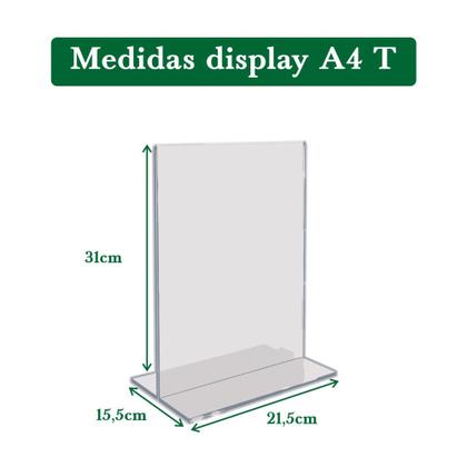 Imagem de Displays Acrilico Em T Tamanho A4 Vertical Mesa Balcão