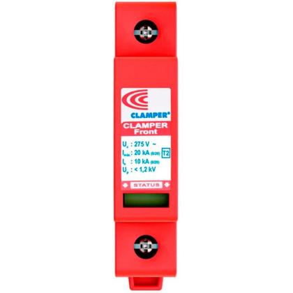 Imagem de Dispositivo Contra Surtos Elétricos Clamper Front Mini 20KA, 275V, Limitador de Tensão + Desconexão Térmica, Monopolar, Vermelho - 16235