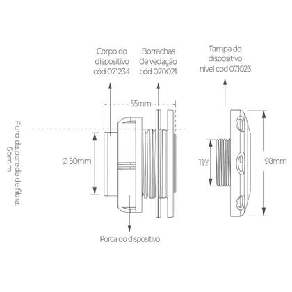 Imagem de Dispositivo de nível hibrido p/ piscina de fibra - brustec