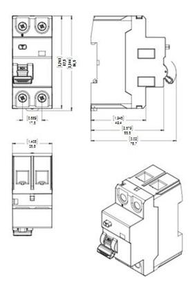 Imagem de Dispositivo DR Interruptor Diferencial Residual Bipolar 63a 30ma